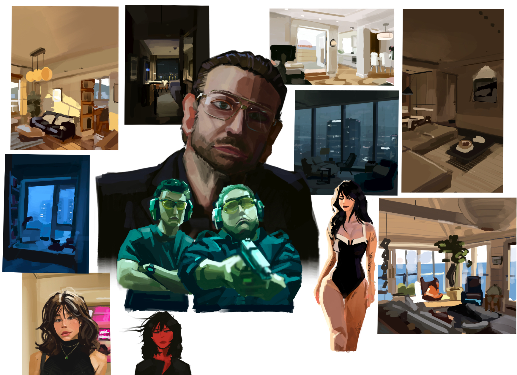 Sketchbook page filled with figure studies by Adriaen Ferranti