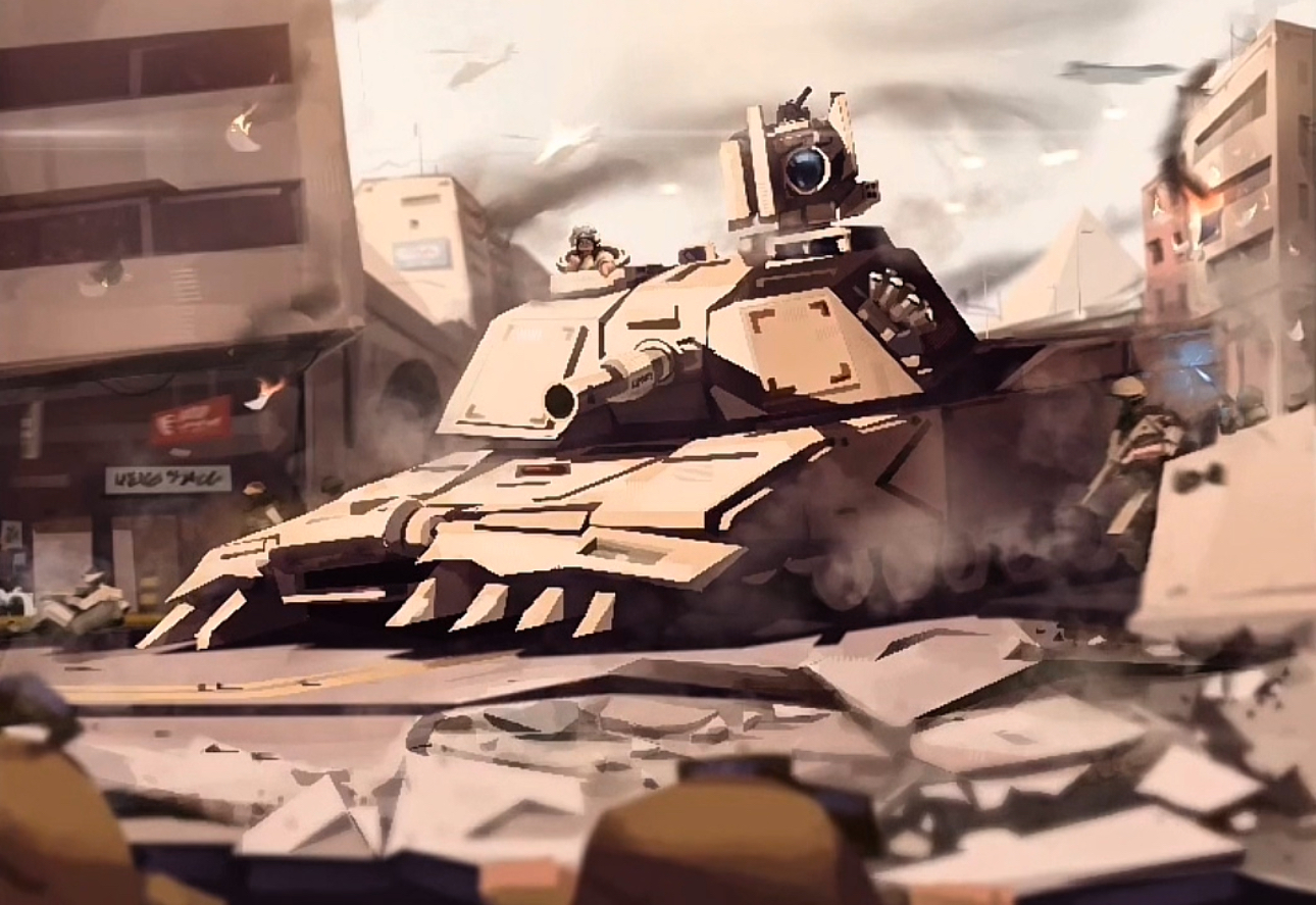 Detailed illustration of a tank by Adriaen Ferranti